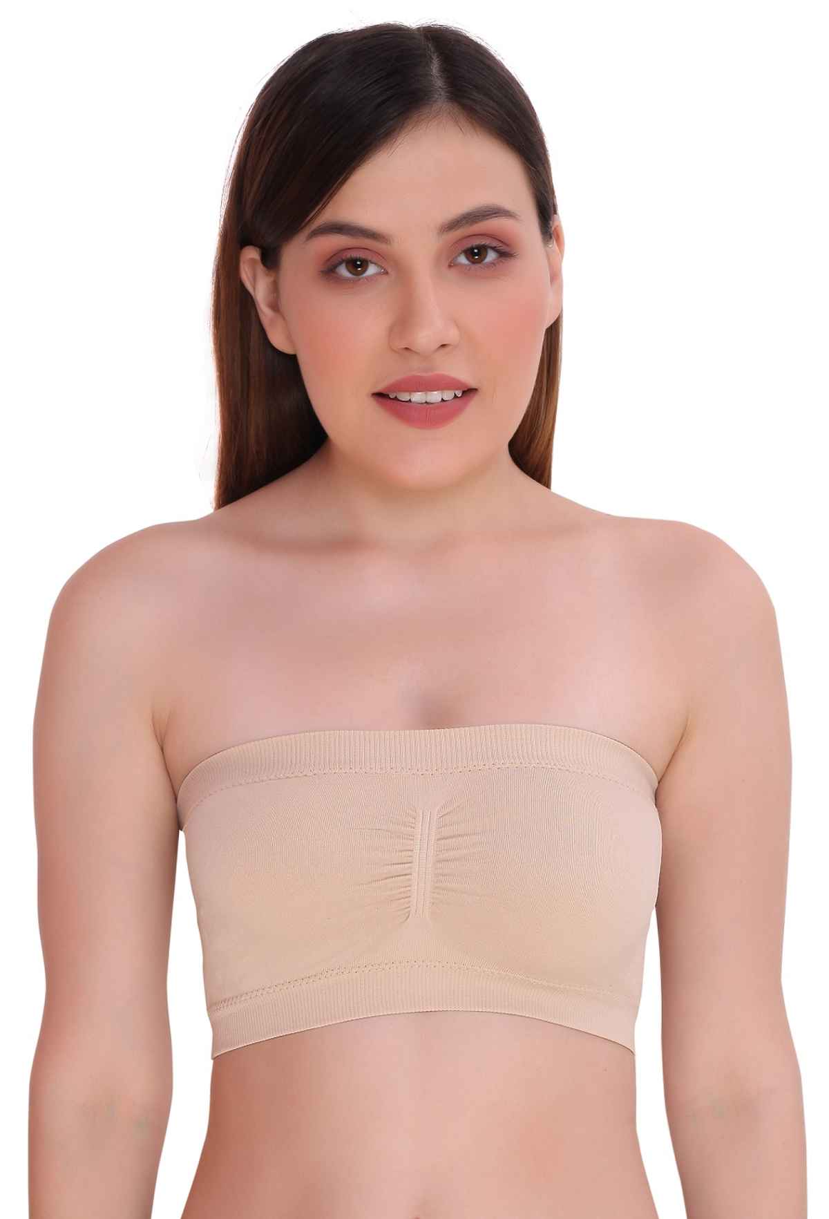 PLUMBURY Lightly Padded Seamless Bandeau Tube Bra - 34B