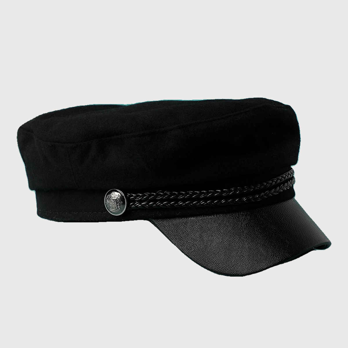 Haute Sauce Women's Textured Polyester Breton Cap | Black - One Size