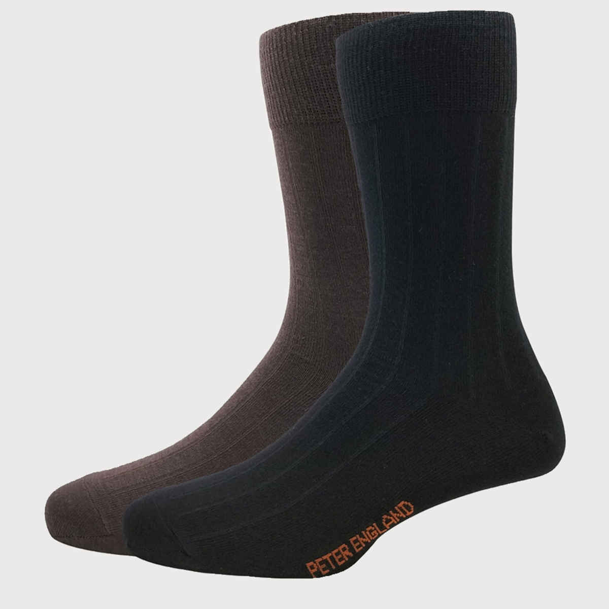 Peter England Men's Solid Wool Socks | Black and Brown - Free Size