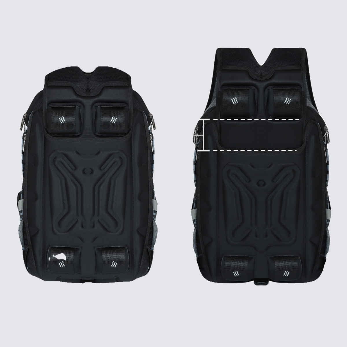 EUME Unisex Colorblocked Nylon 40 L Massager Backpack | Black and Grey