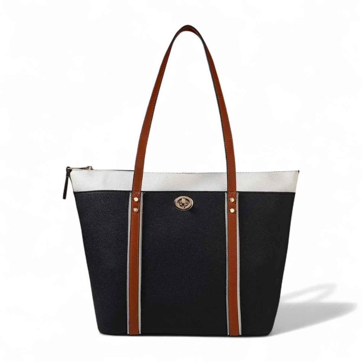 Accessorize London Women's Faux Leather Maddox Tote Bag | Blue