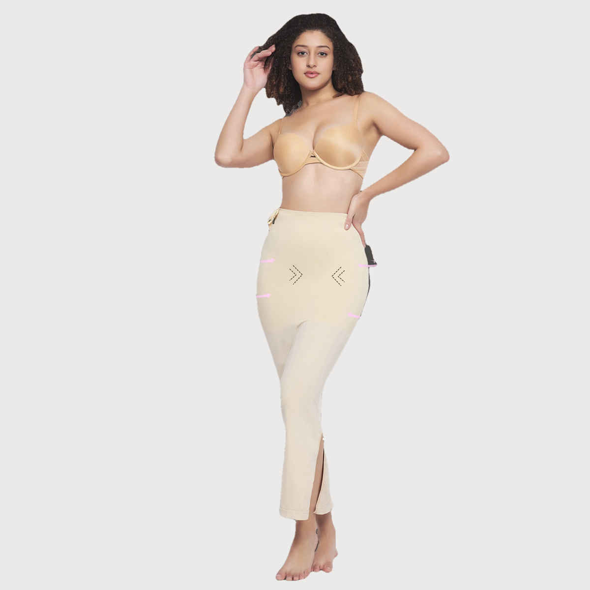 Clovia Saree Shapewear Petticoat With Drawstring | Beige | XL