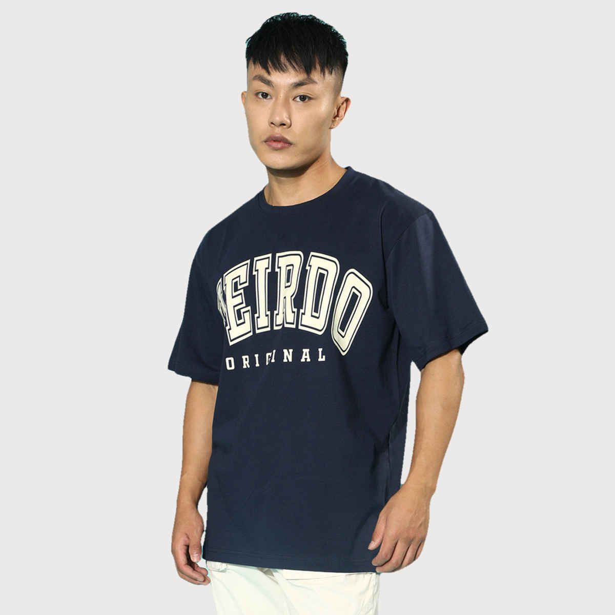 VEIRDO Men's Printed Oversized T-shirt | OS 100 VDORGNL NVY | Navy Blue - M