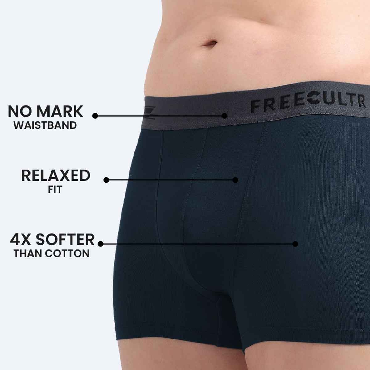 Freecultr Men's Underwear Micromodal Airsoft Trunk - Pack of 1 Prussian Blue - XXL