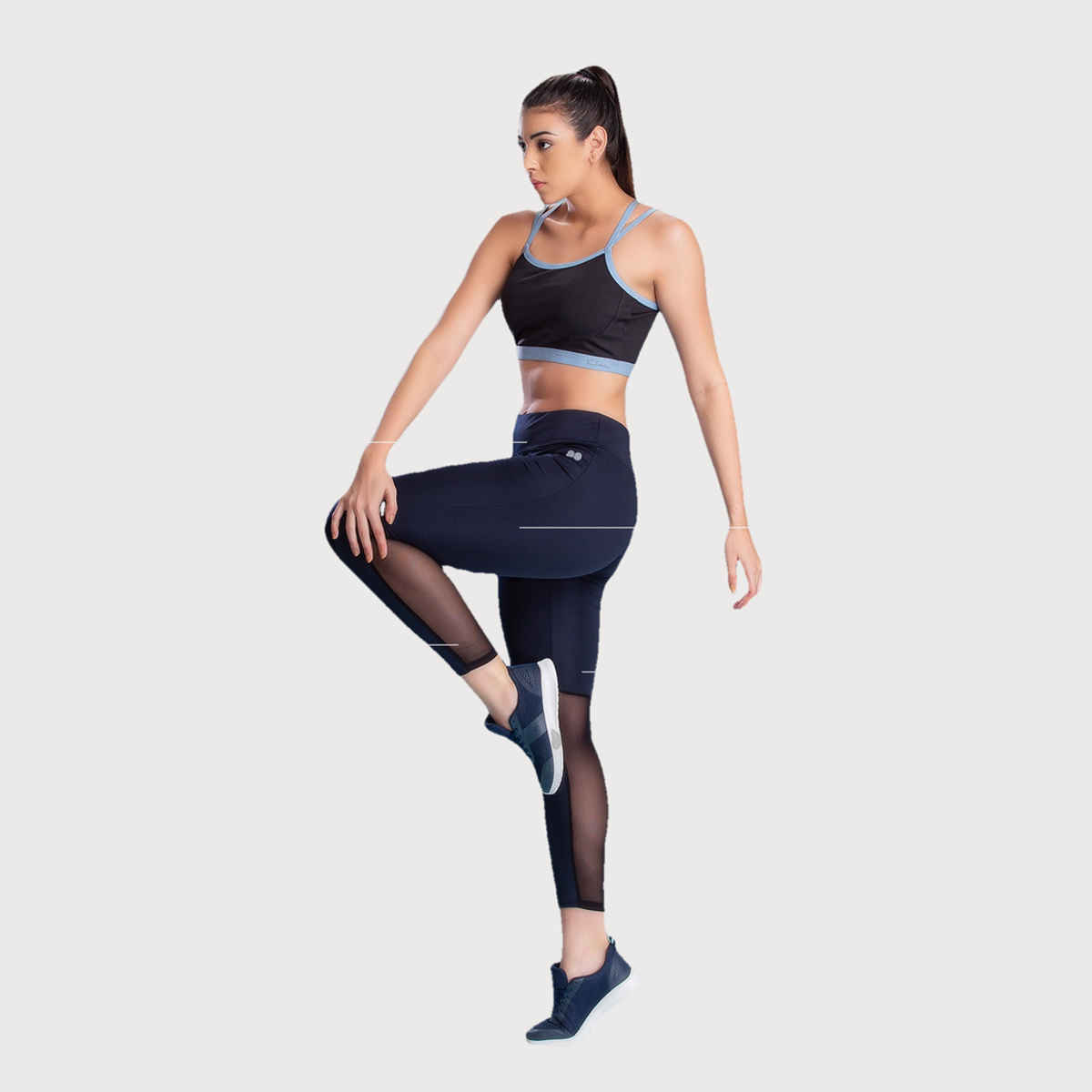 Clovia Activewear Ankle Length Tights | Blue | M