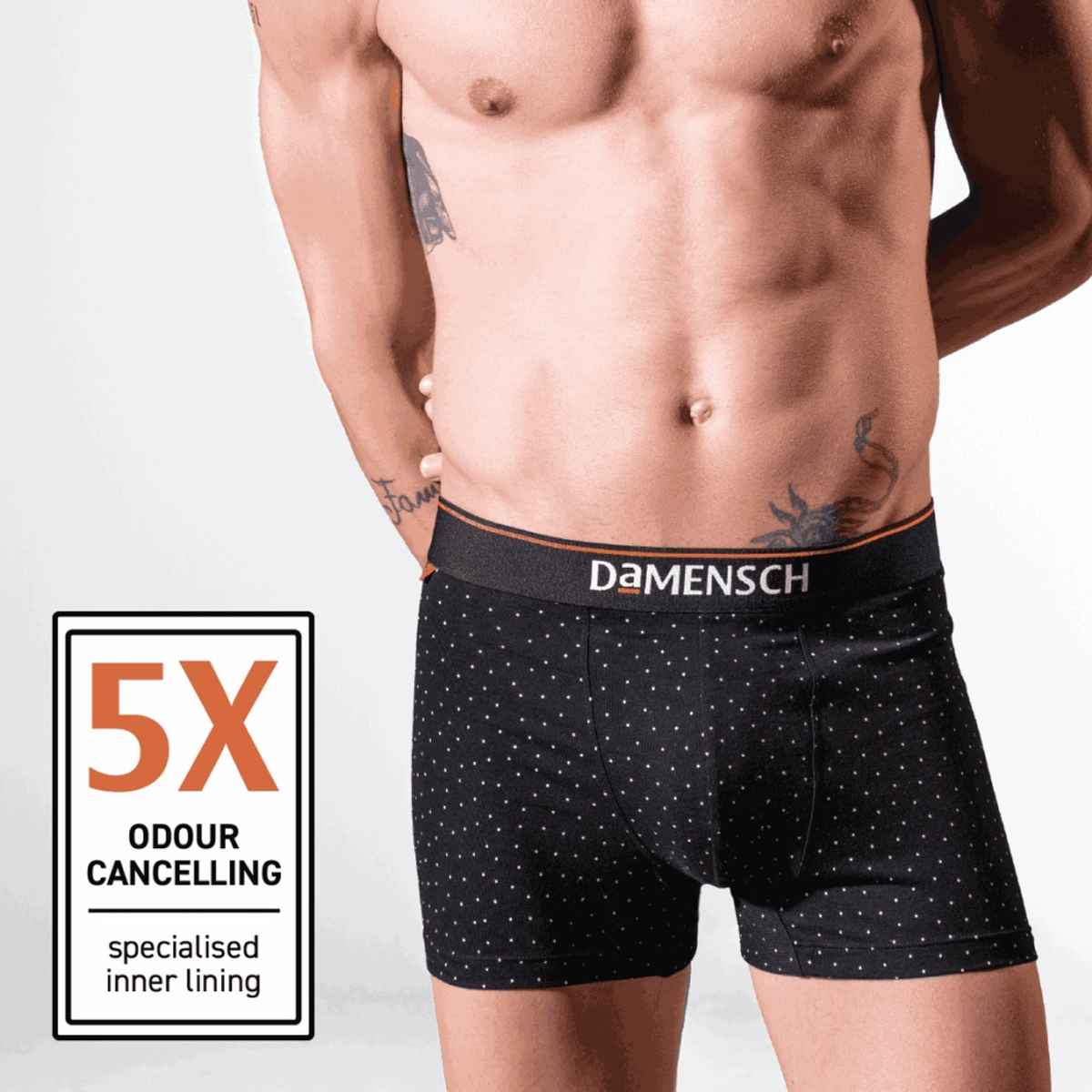 DaMENSCH Men's Premium Cotton Trunks | Black and Navy - XL