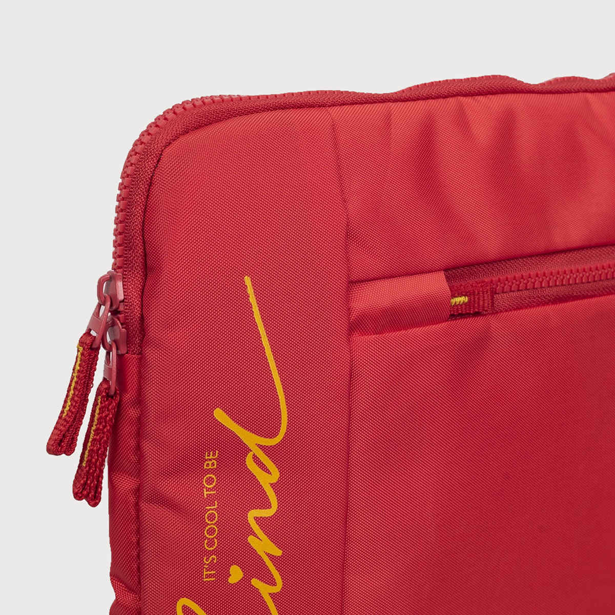 QIPS Unisex Solid PU Coated Polyester 15.6 L Laptop Sleeve | Red - 15.6 Inches