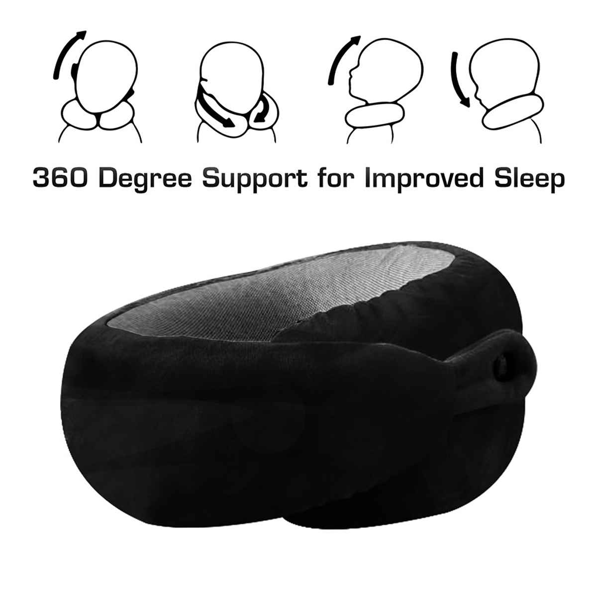 Billebon Unisex Memory Foam Neck Pillow | Black - One Size
