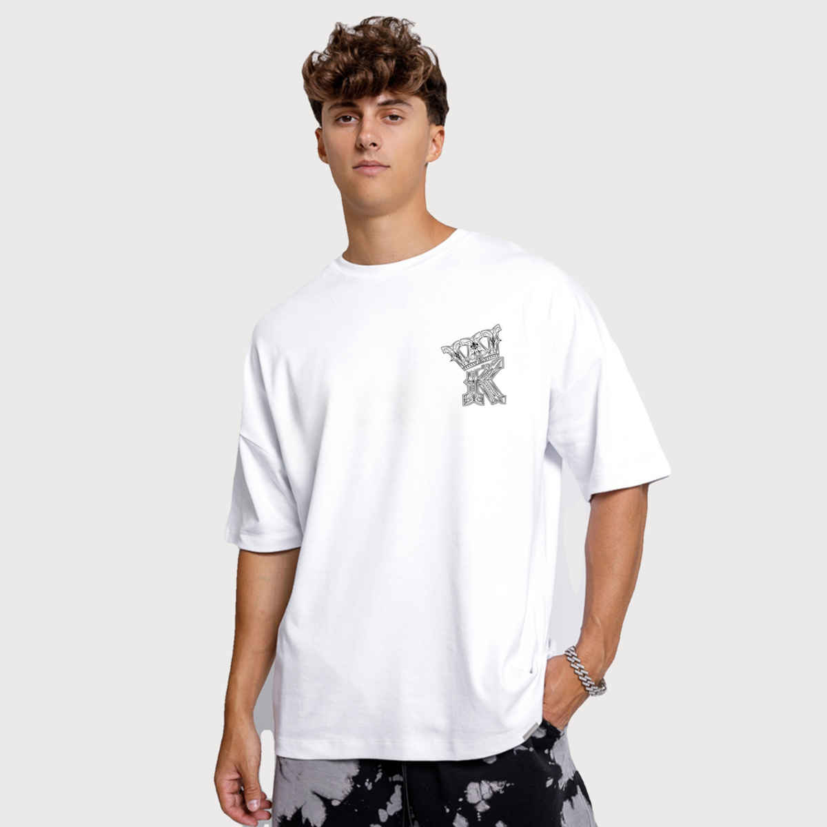 De Tees Men's Oversize T-shirt | M-OST-WHITE-KING | White - L