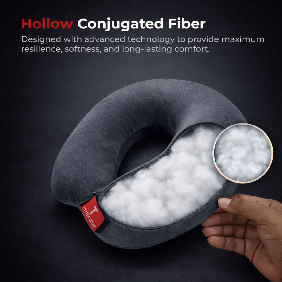 Trajectory Unisex Solid Polyester Neck Pillow | Grey - One Size