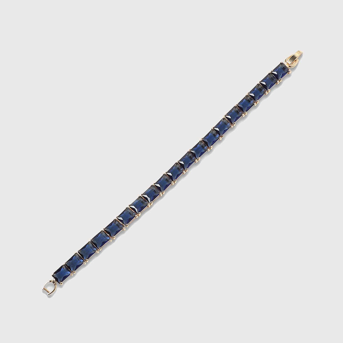 French Accent Gold-Plated Geometric Stone Tennis Link Bracelet