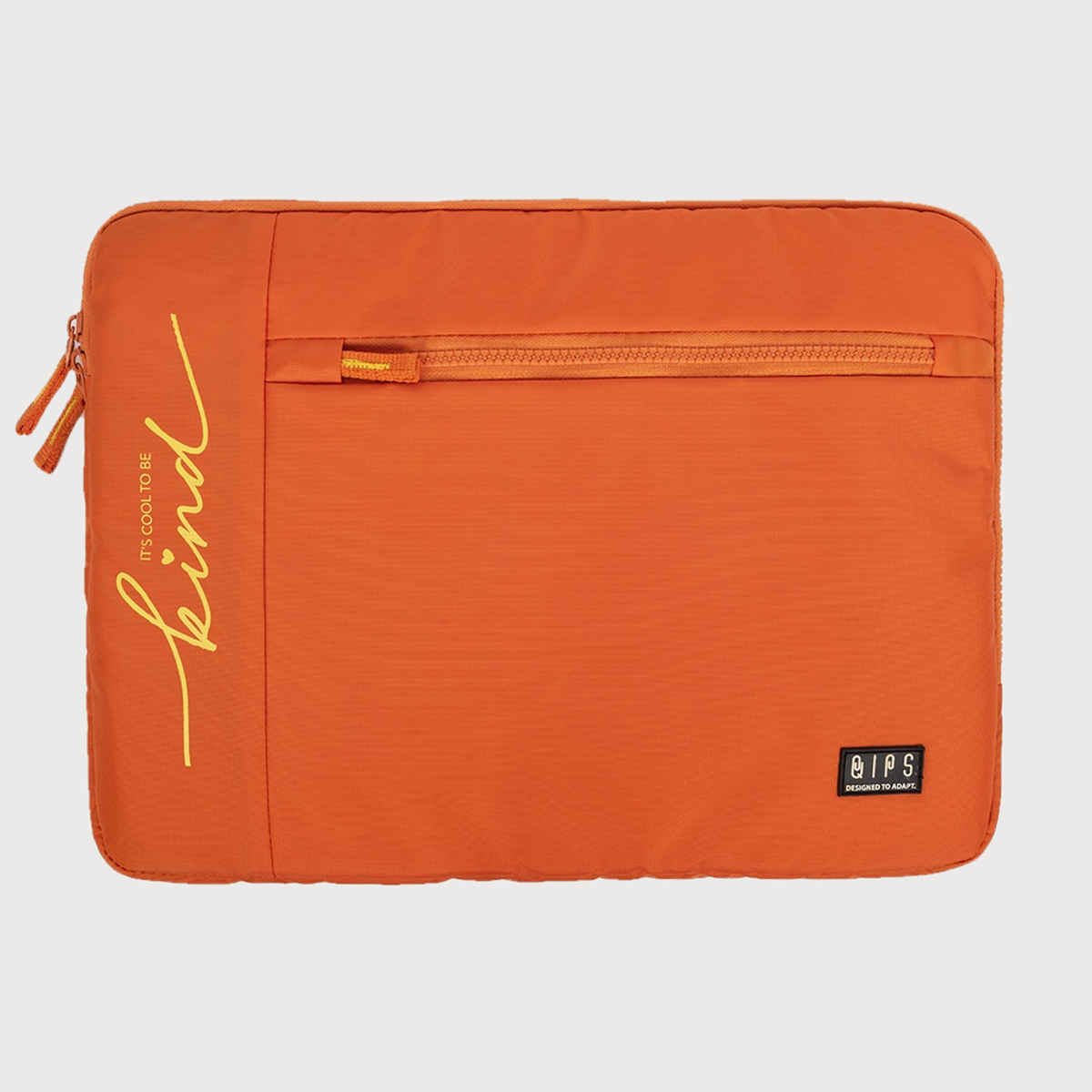 QIPS Unisex Solid PU Coated Polyester 15.6 L Laptop Sleeve | Orange - 15 Inches