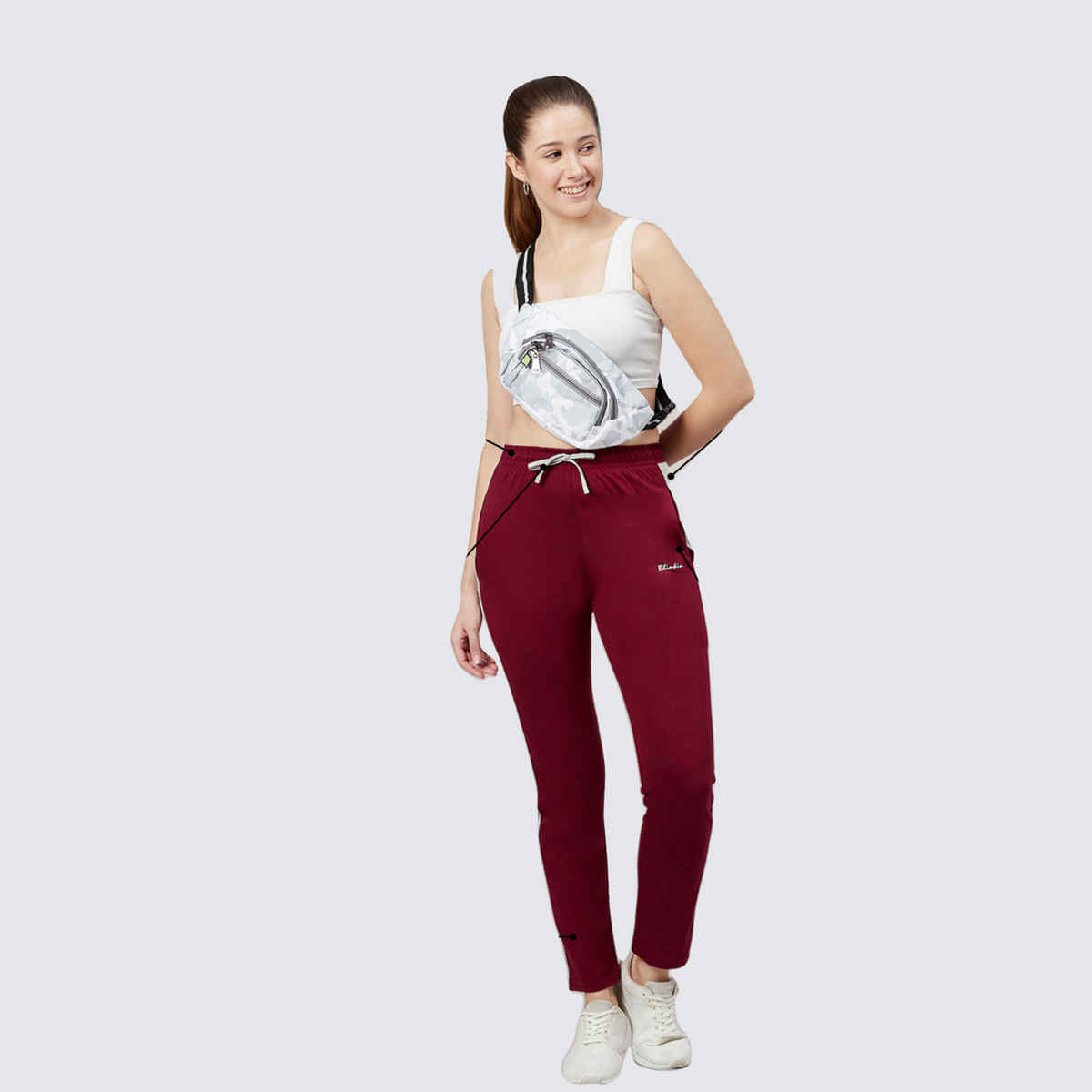 Blinkin Women's Cotton Color Block Pyjamas & Track Pants with Side Pockets | Maroon - XL