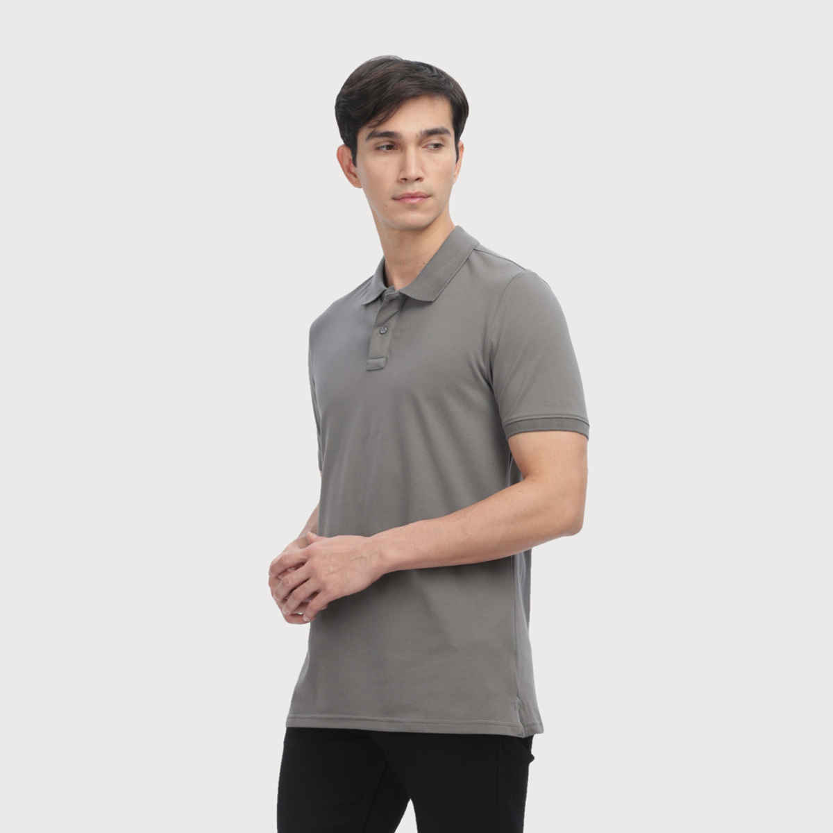 OUTLAWS Men's Premium Cotton Lycra Polo T-Shirt | Grey - XL
