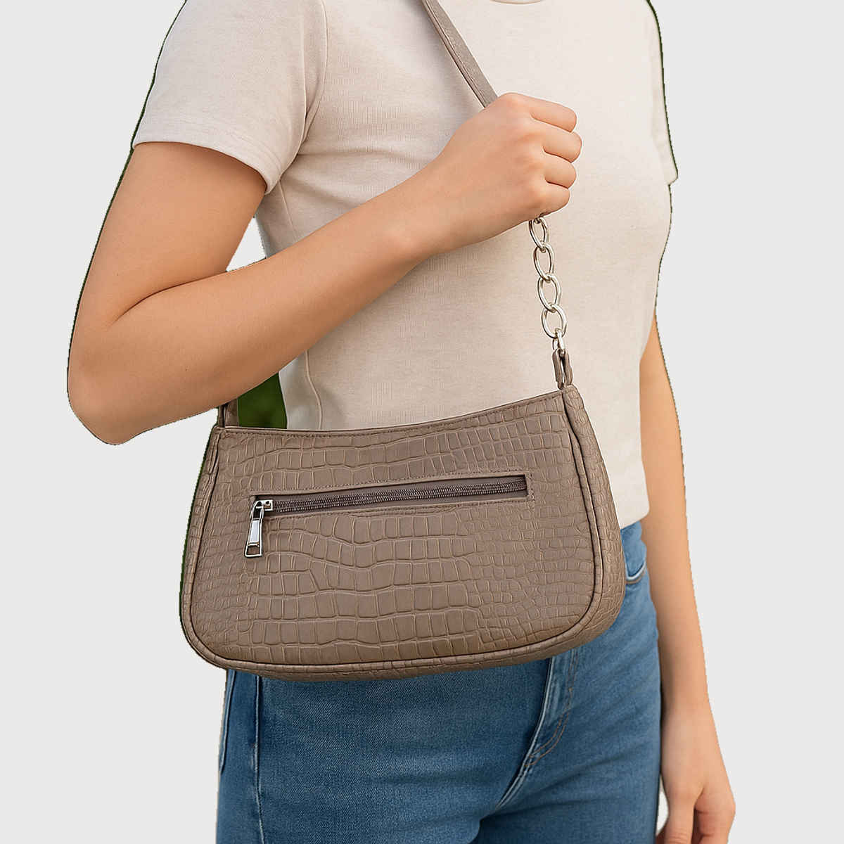 Metro Women's Solid PU Shoulder Bag | Grey - One Size