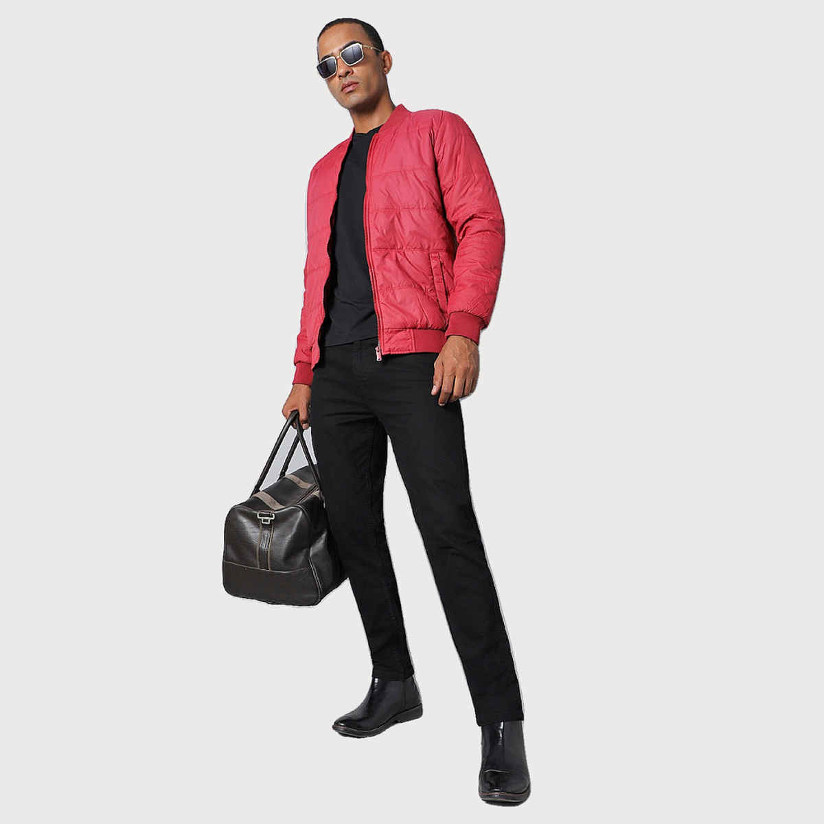 High Star Men's Outdoor Bomber Jacket | Maroon - M