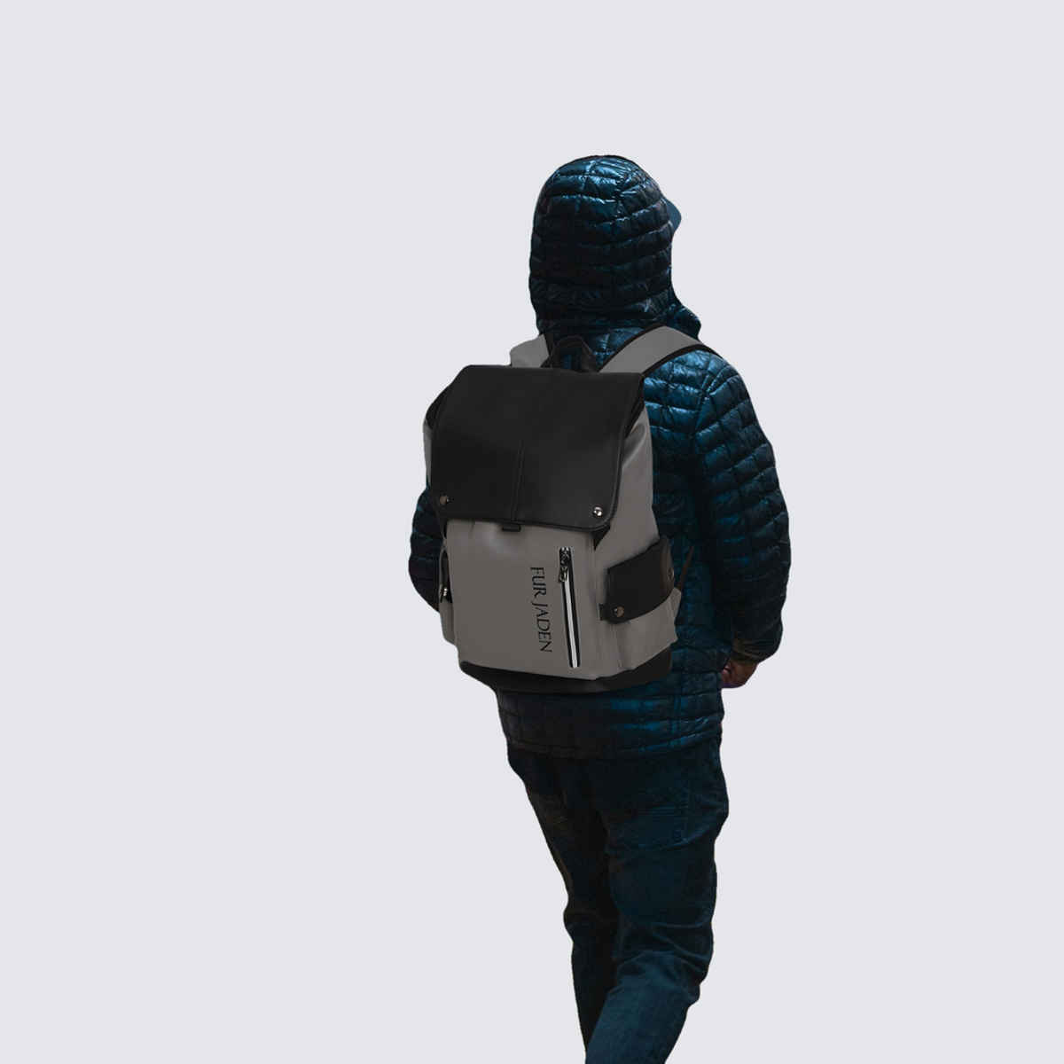 Fur Jaden 20 L Anti-Theft Style Black Grey Combo Vegan Leather Stylish Laptop Backpack