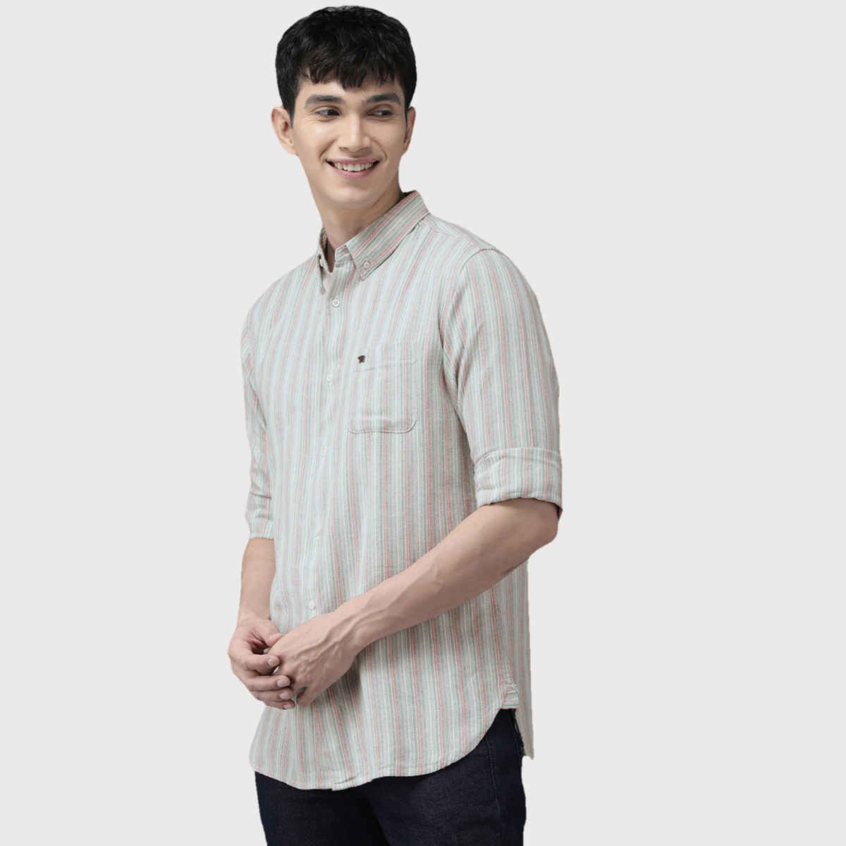 The Bear House Men Slim Fit Striped Casual Shirt Style-Jose Color - Multicolor Size - S