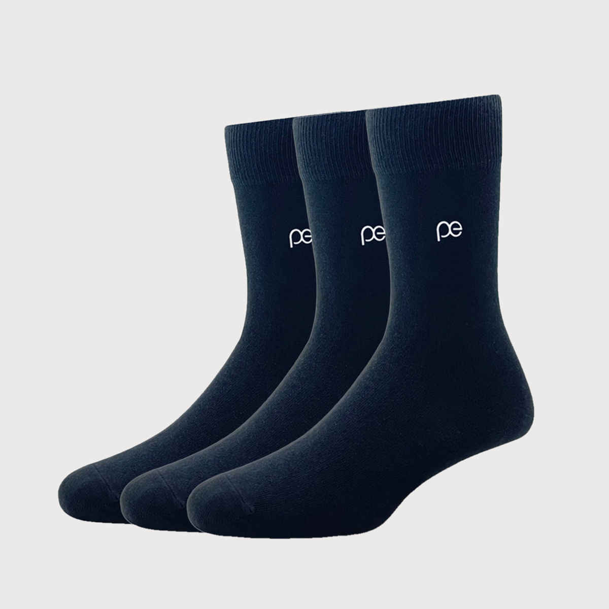 Peter England Men's Solid Cotton Calf Socks | Black - Free Size