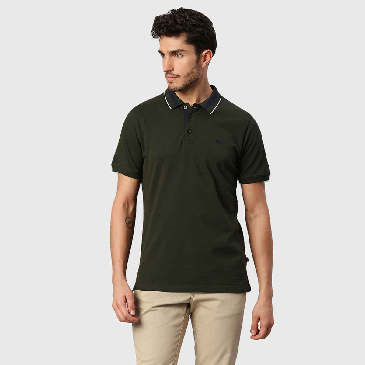 Dennis Lingo Men's' Solid Half Sleeve Polo T-shirt | Green | S