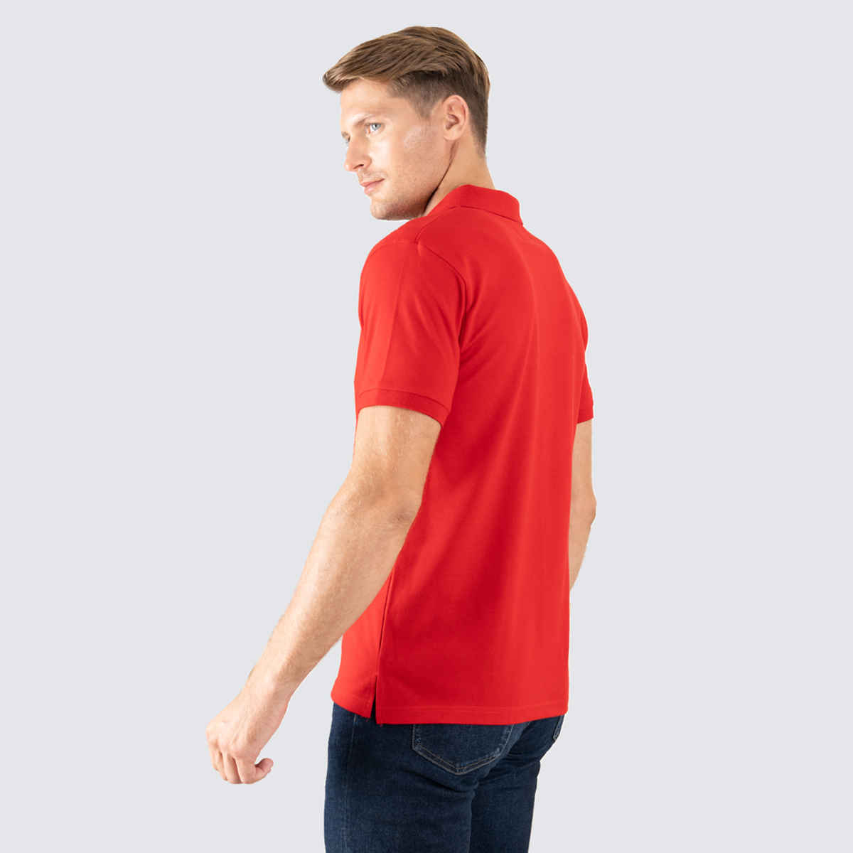 Lux Cozi Men's Cotton Polo T-Shirt, Red, S