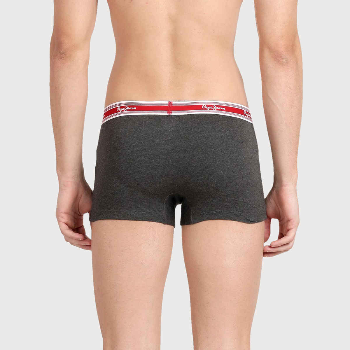 Pepe Jeans Mens Charcoal Melange 100% Cotton Solid Trunk - Pack of 2 (M) Comfort Fit, Soft Fabric