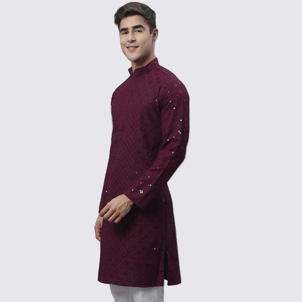 Jompers Men's Kurta | Ko 695 | Purple - M