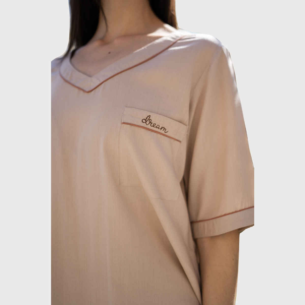 Sanskrutihomes Women's Pure Cotton Night suits | SE-NSS-802 | Cream - L