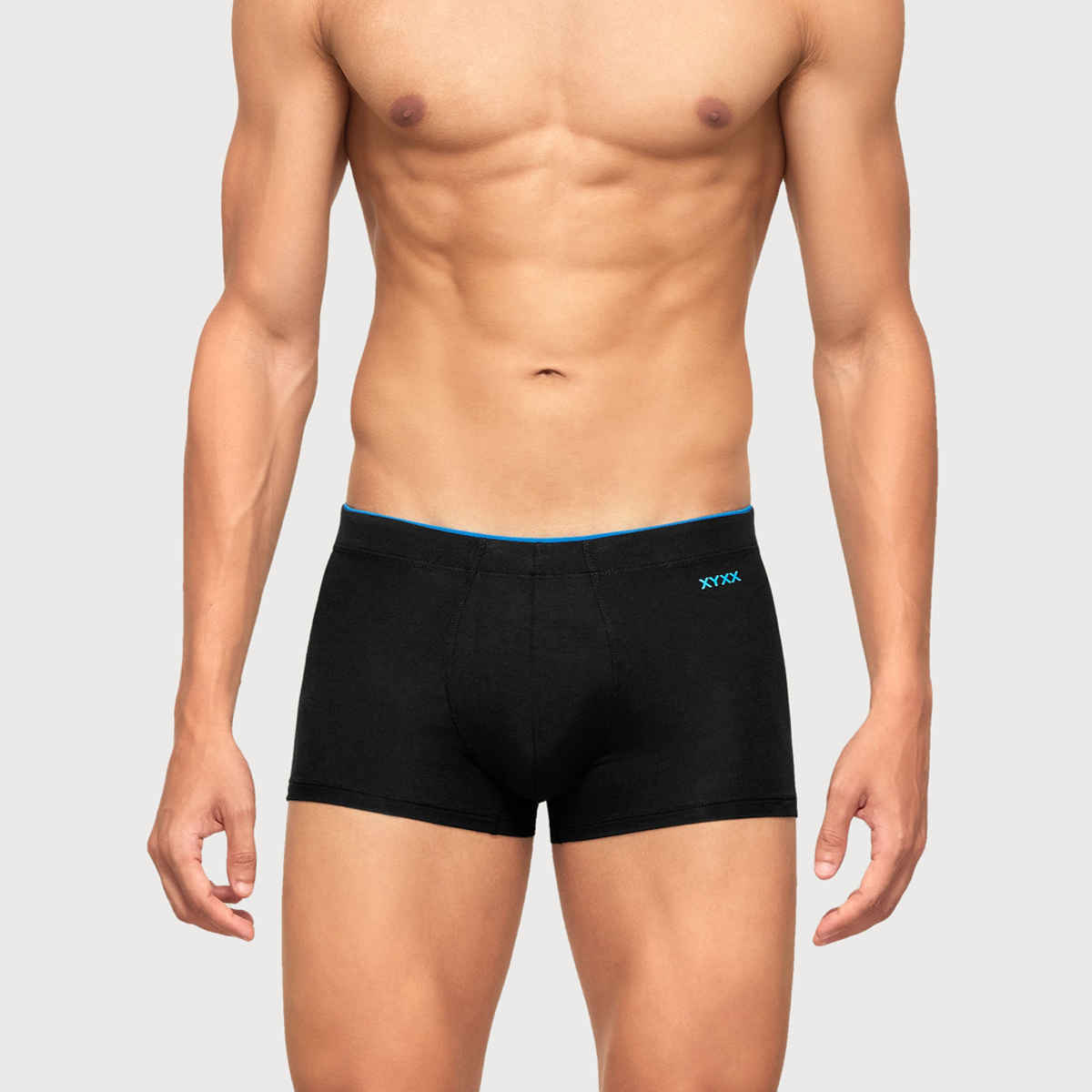 XYXX Men's Uno Modal Solid Trunks Pack of 2, Black & Heather Grey| L