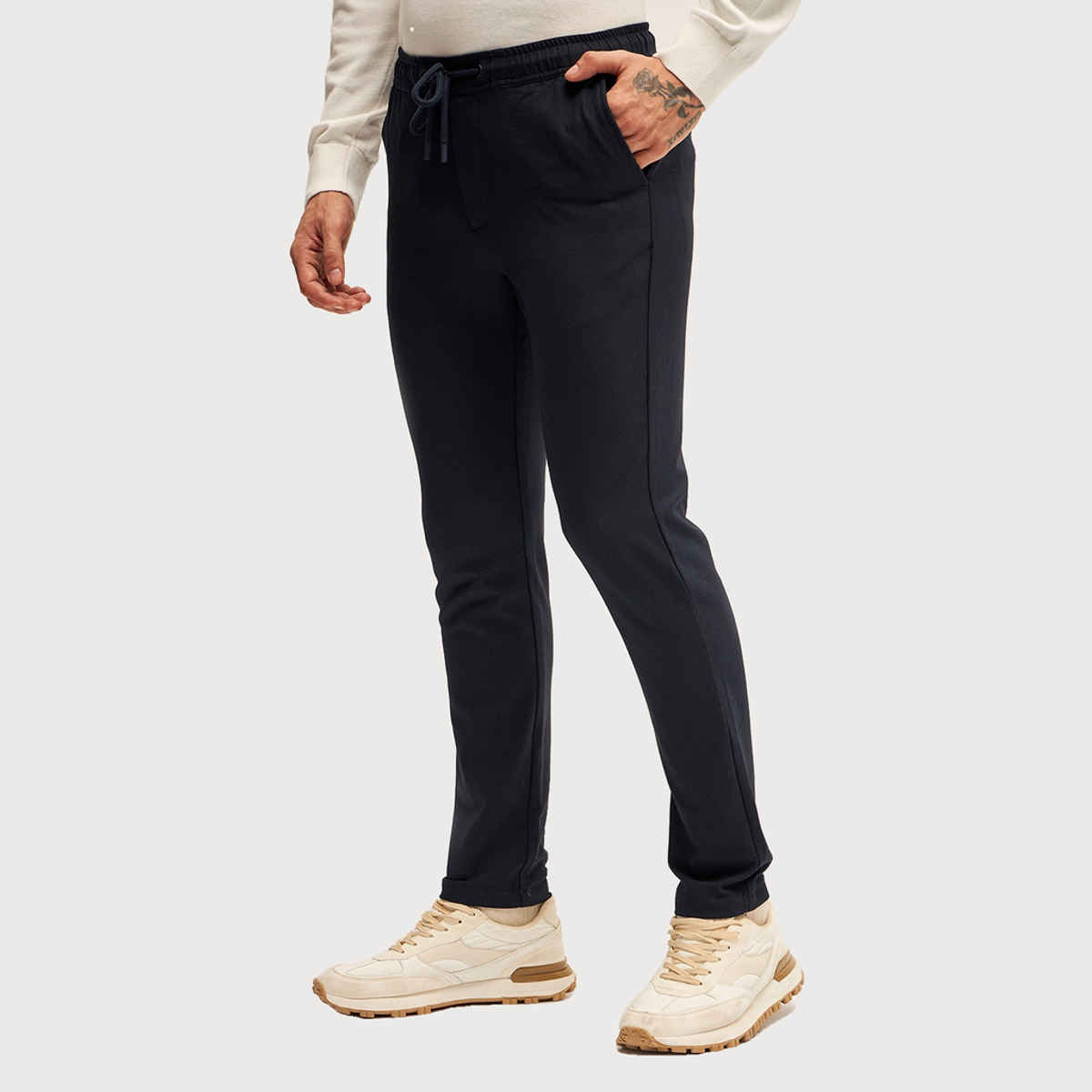 The Bear House Men 4 Way Stretch Solid Semi-Formal Trouser - Fruiz | Dark Blue | 30