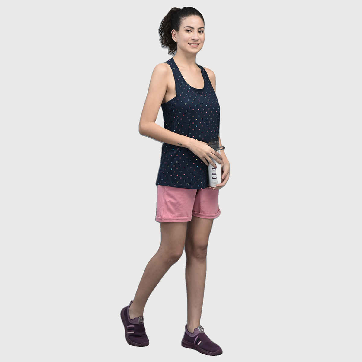 Dollar Women's Printed Premium Cotton Racer Back | Navy | S