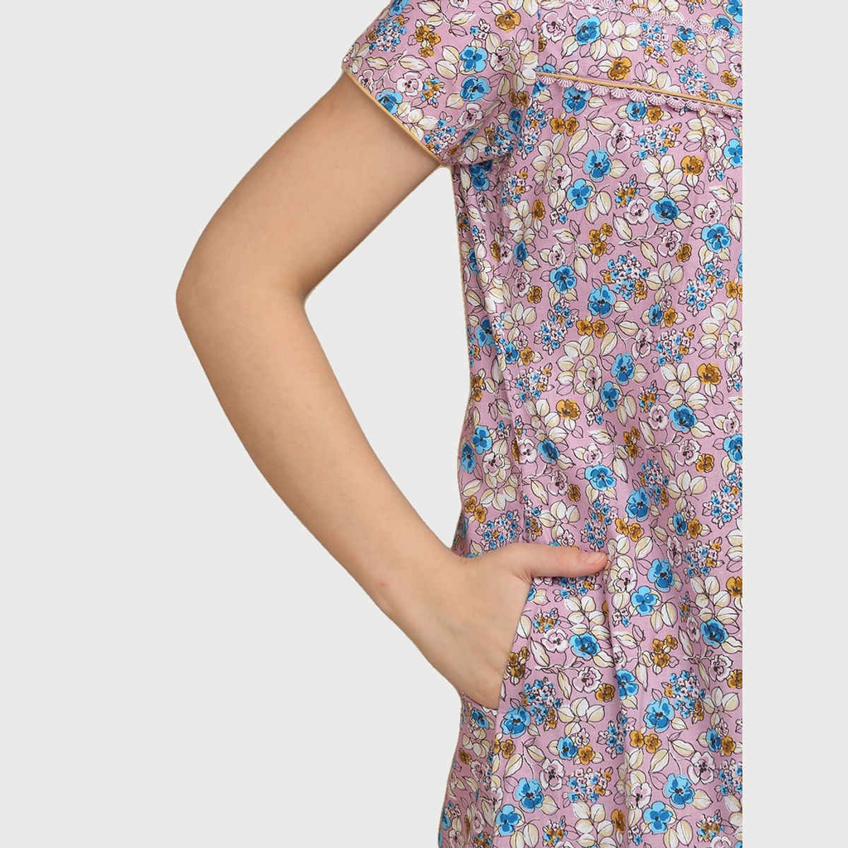 Sweet Dreams Women Floral Print Full Length Night Dress (Rose, M)