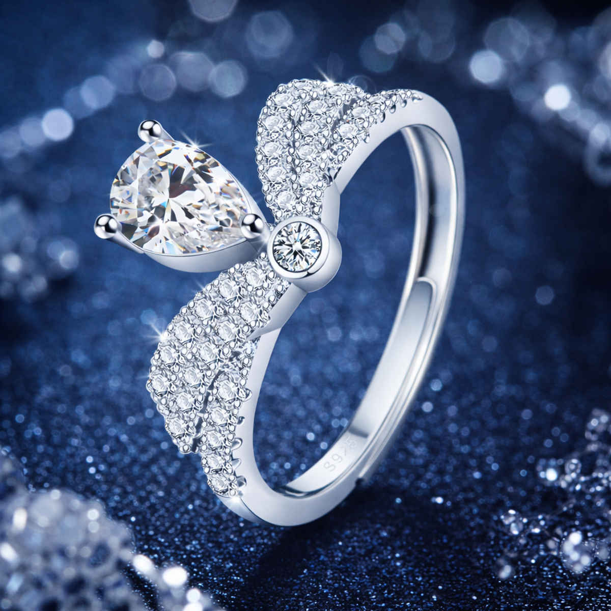 Beautynx Diamond Bow Spark Ring | Silver | BNX-RNG-0580