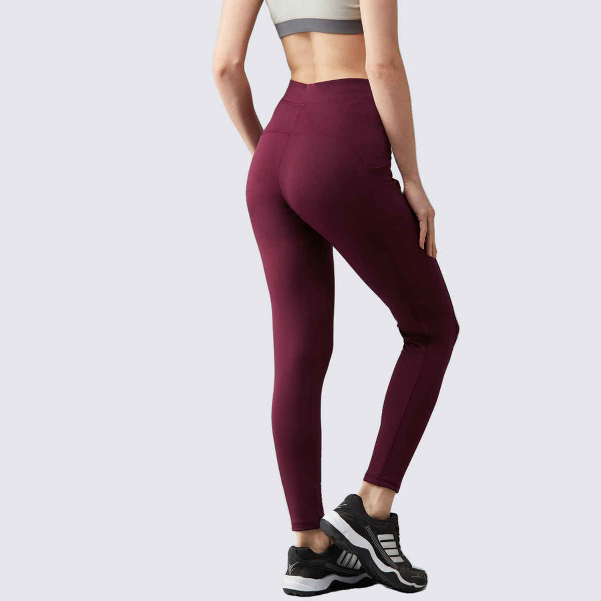 Blinkin Women's Gym Pants & Tights - Maroon | Workout | With Side Pockets | S