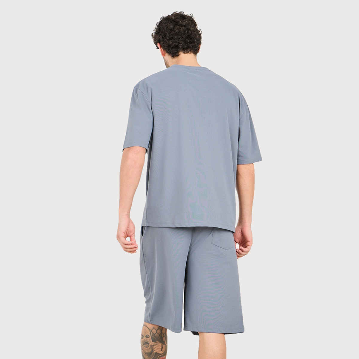 Styli Men's Oversized Active T-shirt with Logo Print | Grey - S