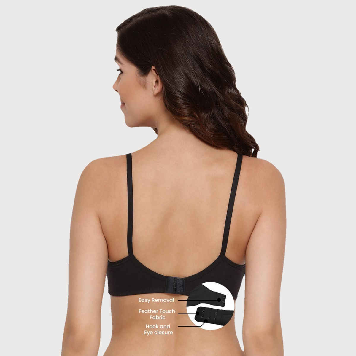 Lyra Women's Bra Non Padded Daily Wear Comfortable | Black - 34B