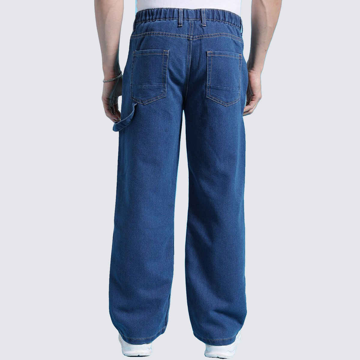 The Indian Garage Co Men's G371 Baggy Fit Solid Street Jeans | Solid Blue | 32