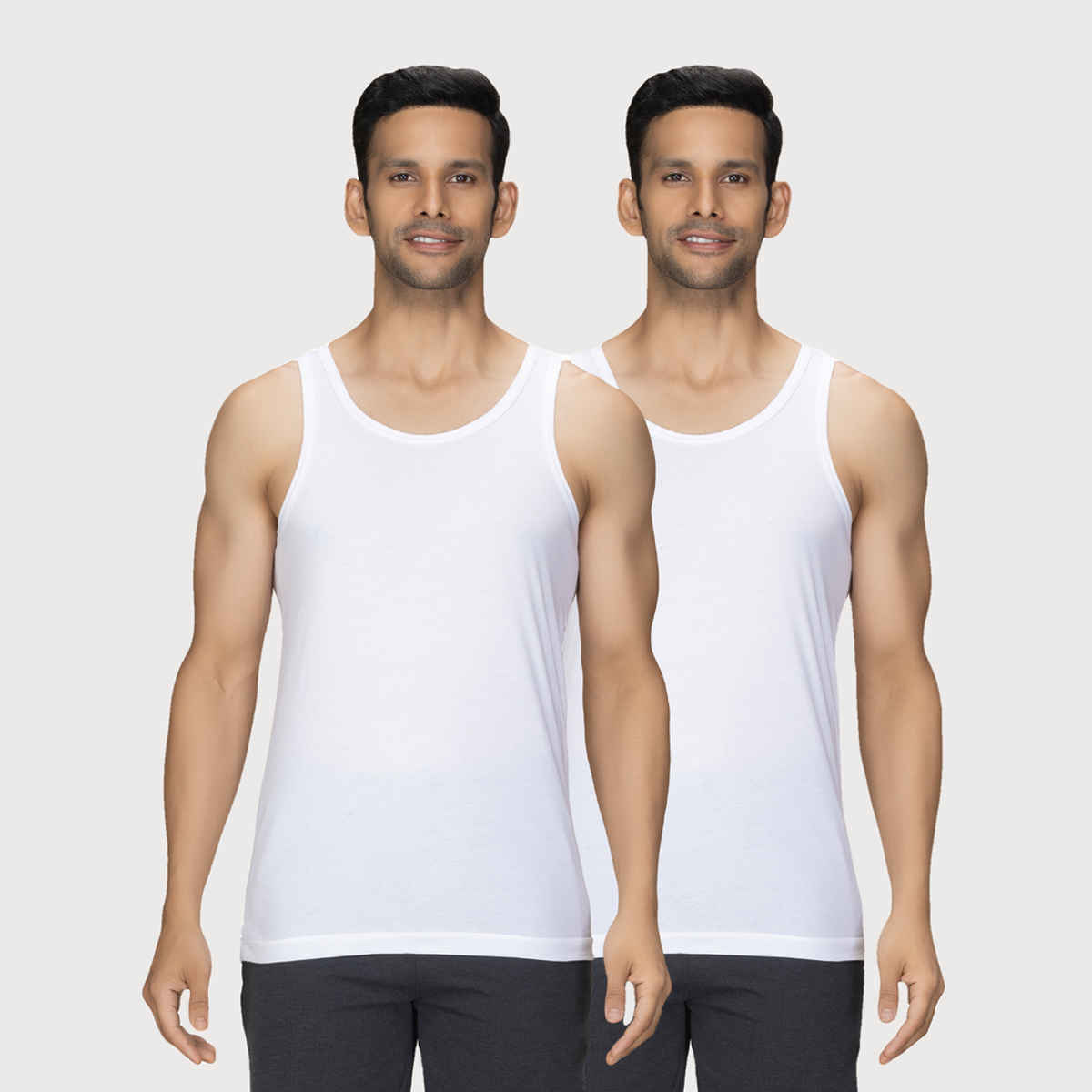 XYXX Men's Cotton Solid Vests Pack of 2, Polar White| XL