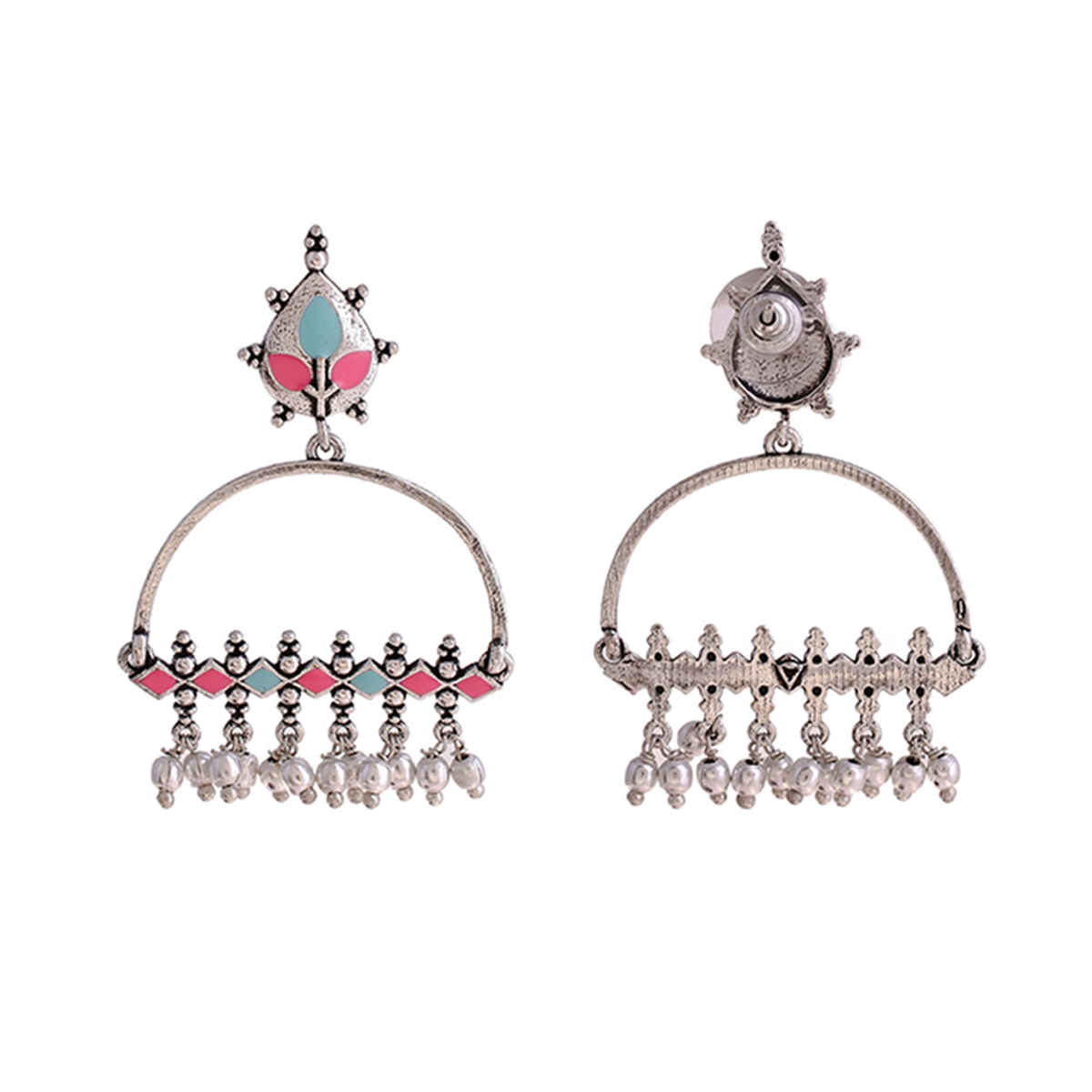Voylla Bagh E Fiza Enamel Embellished Brass Earrings