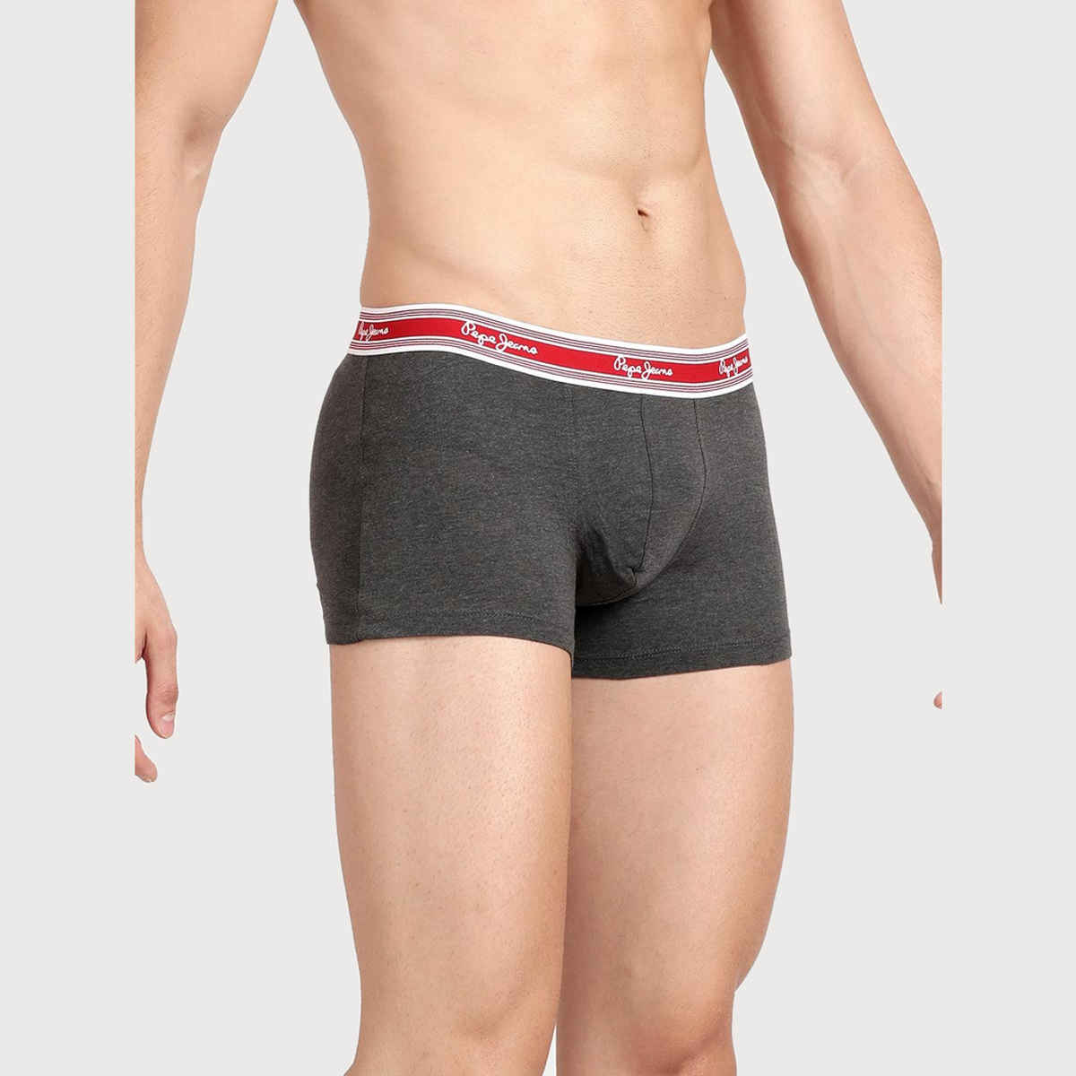 Pepe Jeans Mens Charcoal Melange 100% Cotton Solid Trunk - Pack of 2 (M) Comfort Fit, Soft Fabric