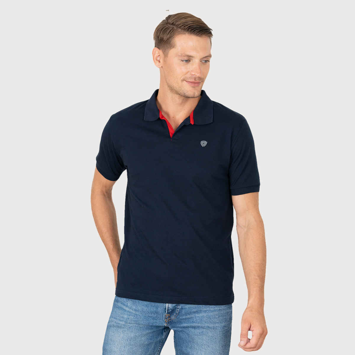 Lux Cozi Men's Cotton Polo T-Shirt | Navy - S