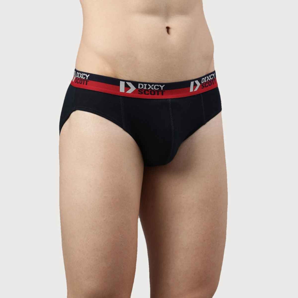 Dixcy Scott Men's Solid 100% Combed Cotton |Outer Elastic Superior Waistband Brief |Navy & Grey -XL