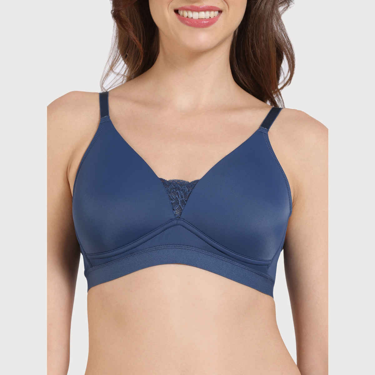 Zivame Women's Beautiful Basics Padded Non Wired 3/4Th Coverage T-shirt Bra | Blue - 32C