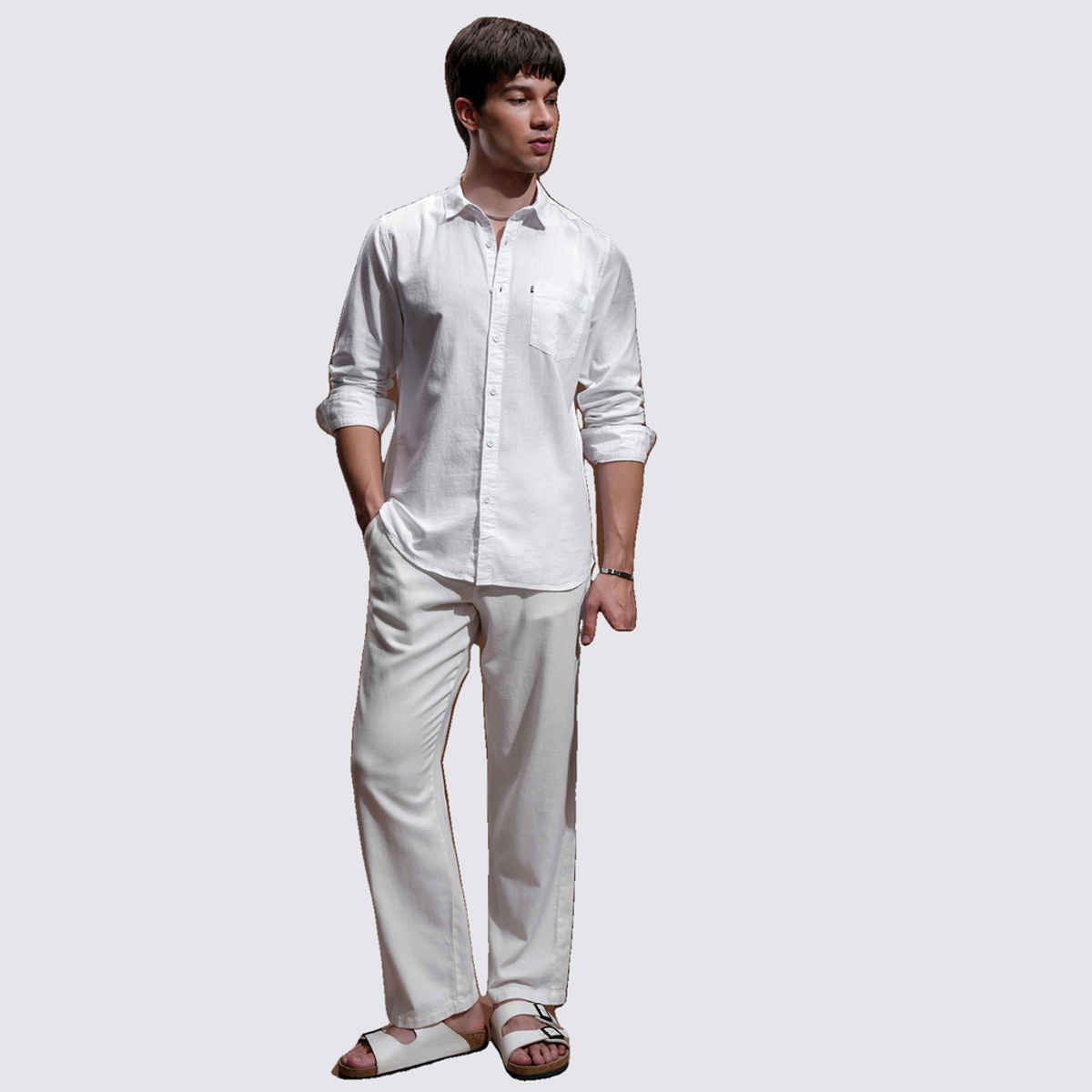 Highlander Men's Slim Fit Casual Shirt | White - L