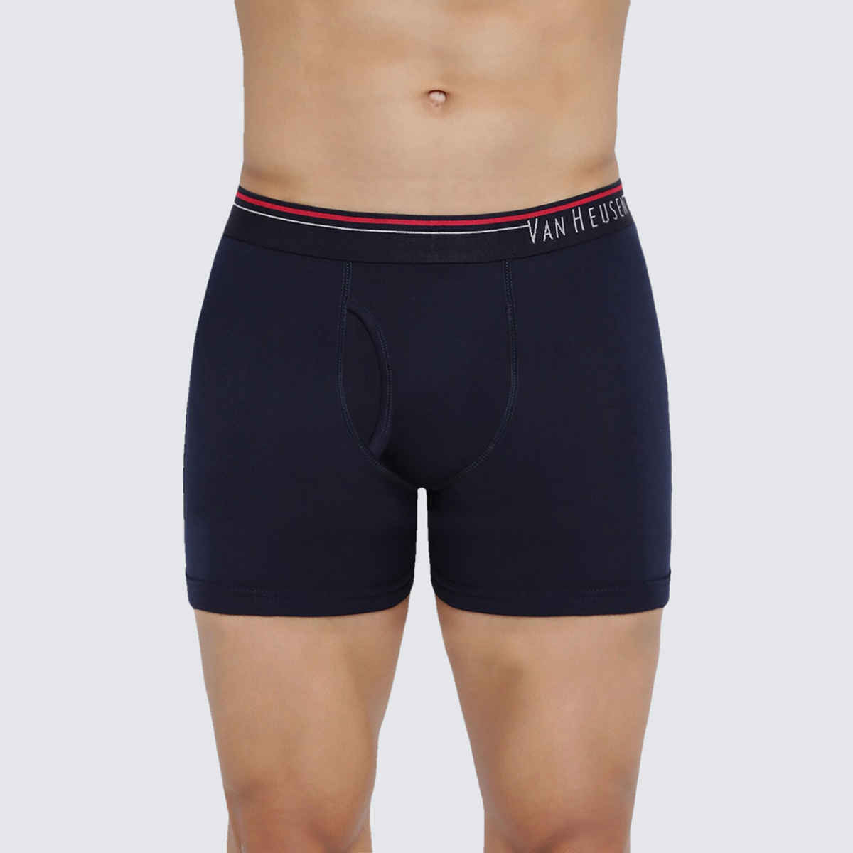 Van Heusen Apparel Men's Solid Anti Bacterial & Colour Fresh Boxer Brief Dark Navy and Grey - M