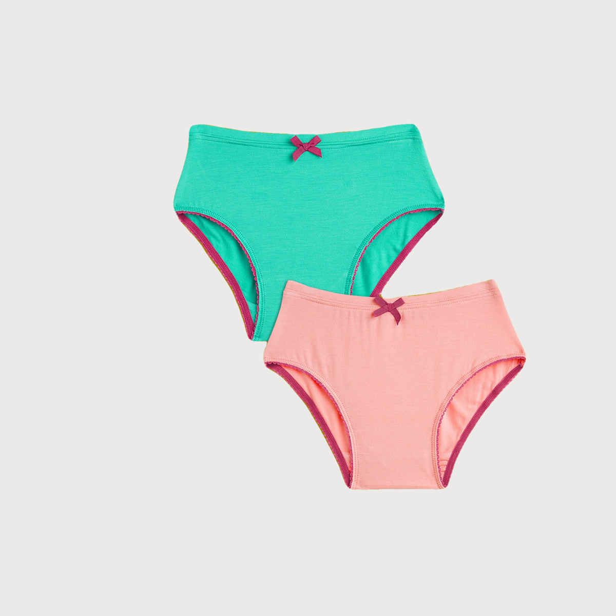 XY Life Hipsters for Girls, Modal, Antimicrobial - Aqua Green+Frost Pink | 11-12Y| Pack Of 2 Panty