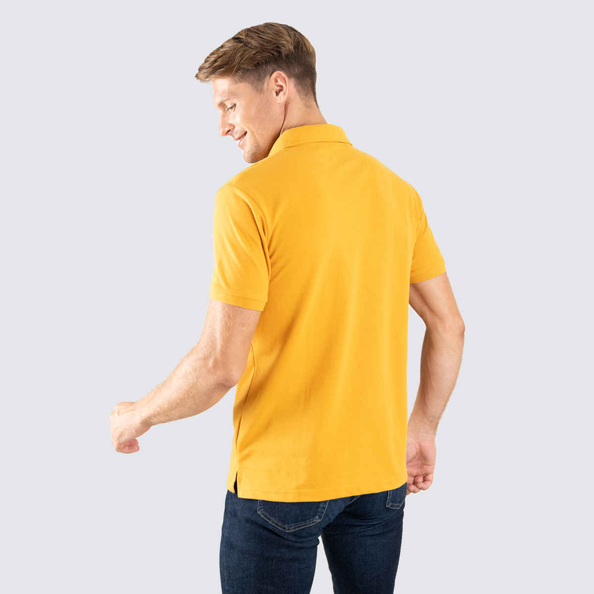 Lux Cozi Men's Cotton Polo T-Shirt, Mustard, S
