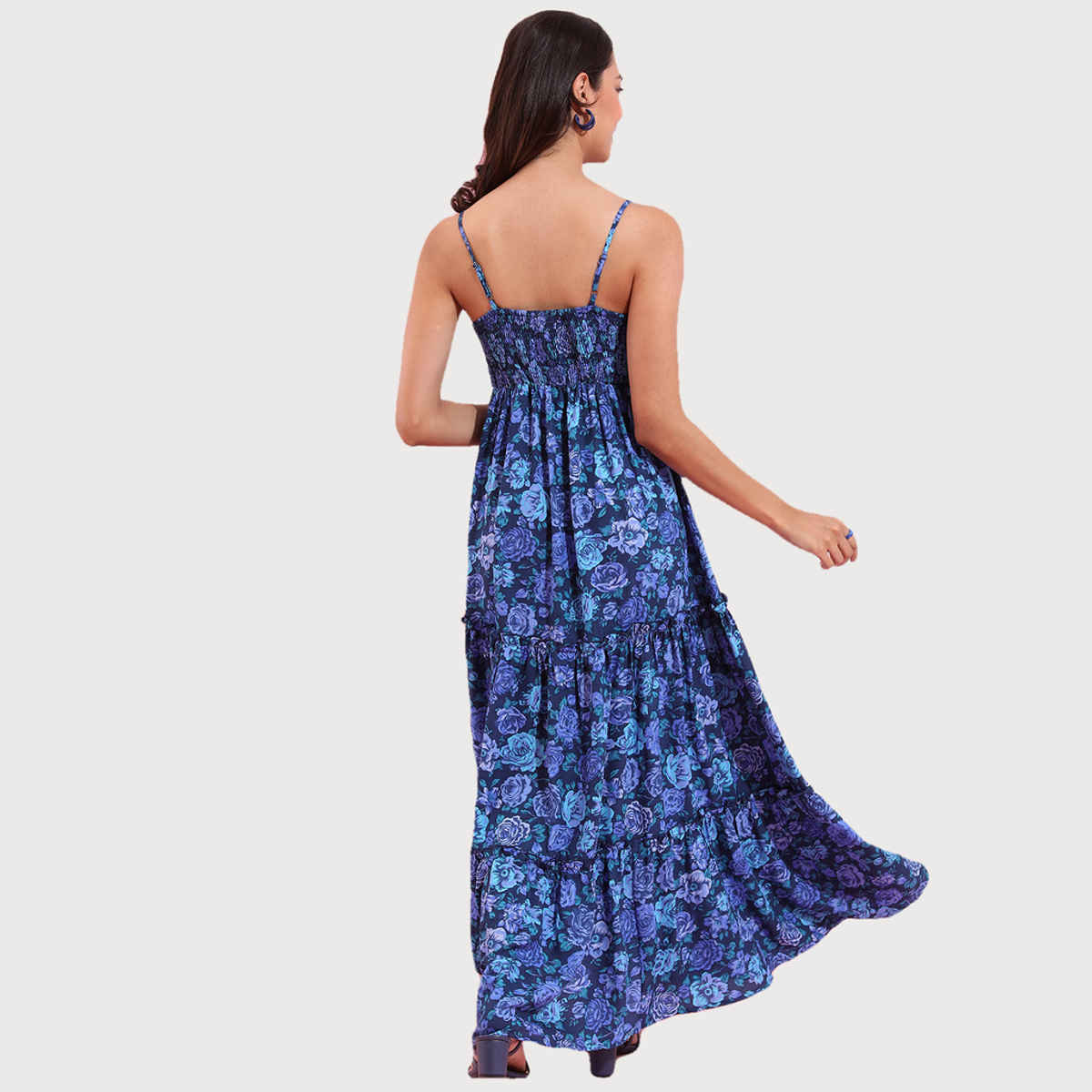 Tokyo Talkies Women's Floral Printed Maxi Dress | Blue - XL