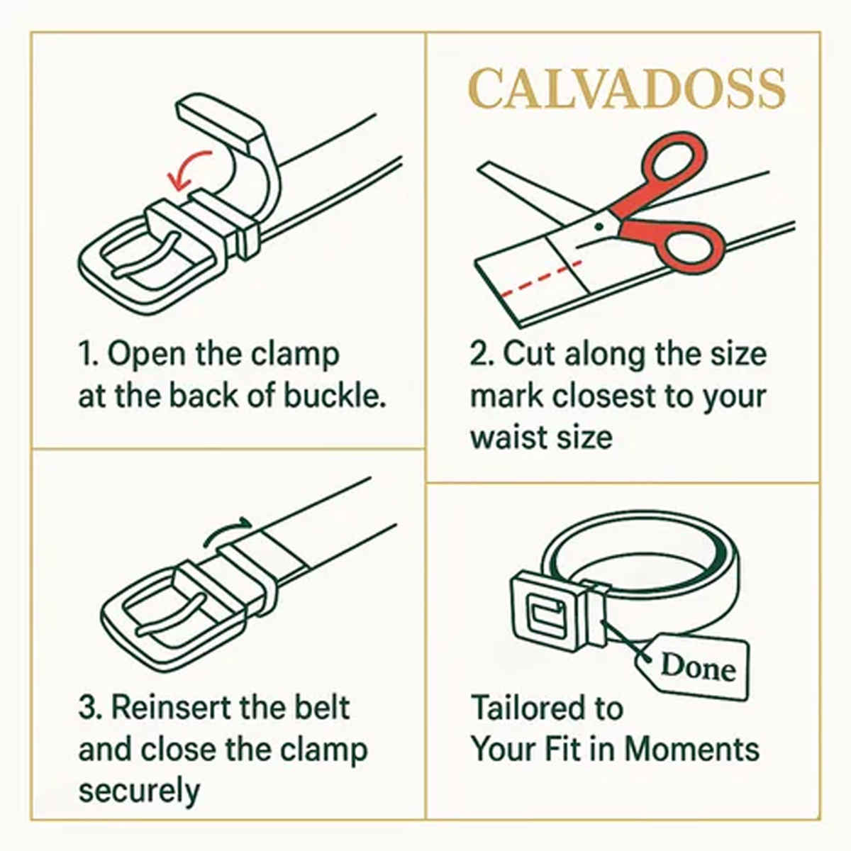 Calvadoss Men's Premium Comfort Fit Solid Gear PU Belt | Gold