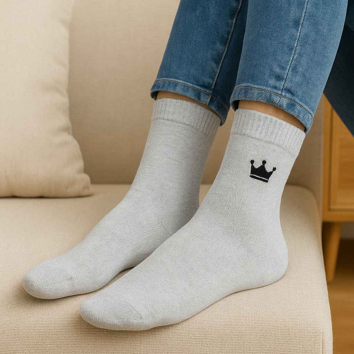 Royal Mart Unisex Solid Cotton Blend Ankle Length Socks | Light Gray - One Size